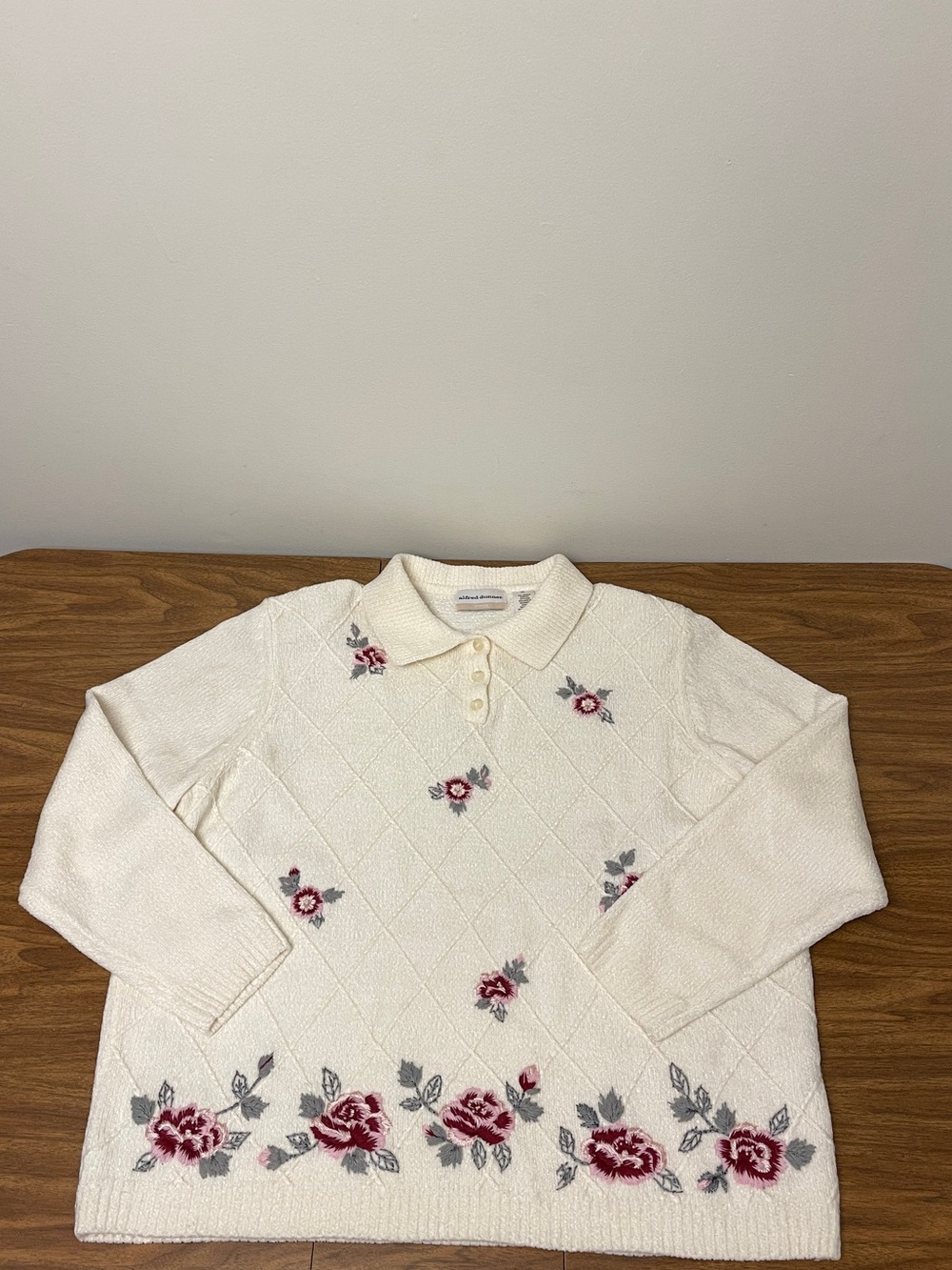 Vintage Alfred Dunner Floral Embroidered Sweater